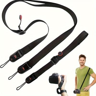 TEMU 1pc/set Quick Closure Camera Strap, Black, Suitable For Dslr Cameras (1 Camera Strap+1 Camera Strap)