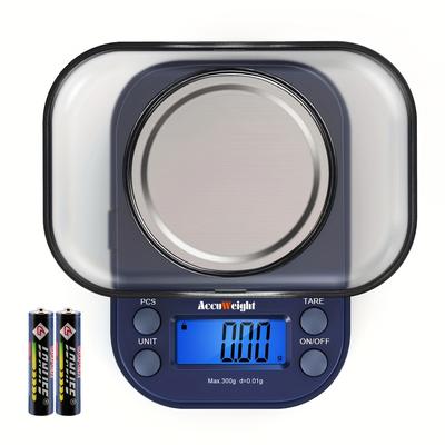 TEMU Accuweight Digital Gram Scale For With 300g/0.01g Limit Small Pocket Coffee Scale With High Accuracy, School Powder Jewelry Scale With Tare And Calibration For Kitchen Food Scale