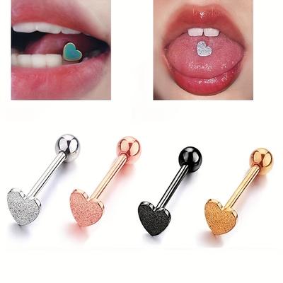 TEMU 5pcs Love Tongue Nail Lip Nail Set Straight Bar Piercings Jewelry, Suitable For Ladies And Men Daily Party Beach Wear, Valentine Day Birthday Gifts Christmas Gift