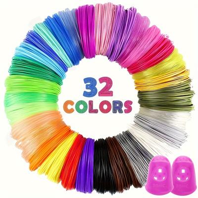 TEMU 32 Colors Of 3d Pen Pla Consumables, 10 Feet Per Color, A Total Of 320 Feet, With 2 Finger Covers, Random Colors