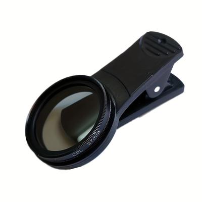 TEMU 37mm Circular Polarizer Cpl Lens Filter Attachment With Clip - High-grade Aluminum Alloy Frame, Premium German Glass, Reflection Reduction, Ideal For Photographing Jewelry And Gemstones