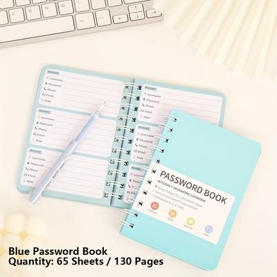 TEMU Student-friendly 65-sheet Password Organizer With Pvc Hardcover, Spiral-bound, Alphabetical Tabs For Quick Access, Ideal For Home, Office, Internet, And Computer Login Management