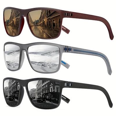 TEMU 3 Pairs Of Men's Polarized Sunglasses, Driving Outdoor Fashion Square Sunglasses - Gifts For Holiday Gifts