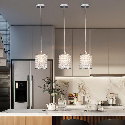 TEMU 3 Pack Modern Chrome Crystal Pendant Lighting Adjustable Ceiling Light For Kitchen Dinning Room Bedroom