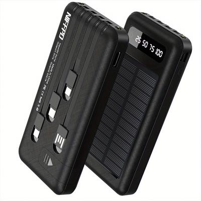 TEMU Super 10000mah 4 Output Portable Charger Solar Power Bank For Cell Phone