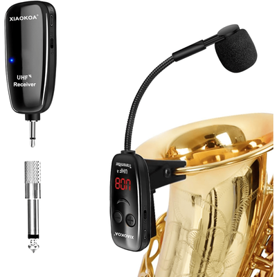 TEMU Uhf Wireless Instruments Microphone,saxophone Microphone,wireless Receiver And Transmitter,160ft Range,plug And Play,great For Trumpets, Clarinet, Cello