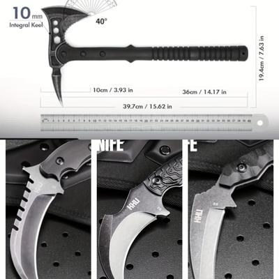 TEMU Buy This Axe Get 1 D2 Material Outdoor Knife For Free - Khu Camping Axe Multi-tool Axe Survival Hatchet Axe With Sheath - Nylon Fiber Handle For Outdoor Hunting Hiking Camping Gear - M02a