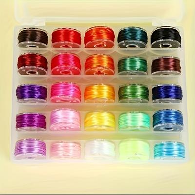 TEMU 25 Colors Elastic Cord Stretch Thread Beading Wire, 0.8mm String For Bracelets, Necklaces Jewelry Making, Clay Beads Crafting With Transparent Storage Box