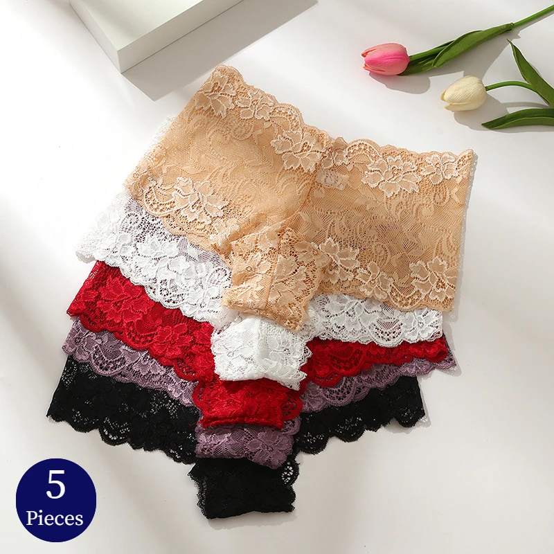 BZEL 5 Teile/satz frauen Höschen Mode Spitze Frau Boxer Sexy Dessous Süße Blumen Damen Boyshorts Weiche Bequeme Unterhose Image