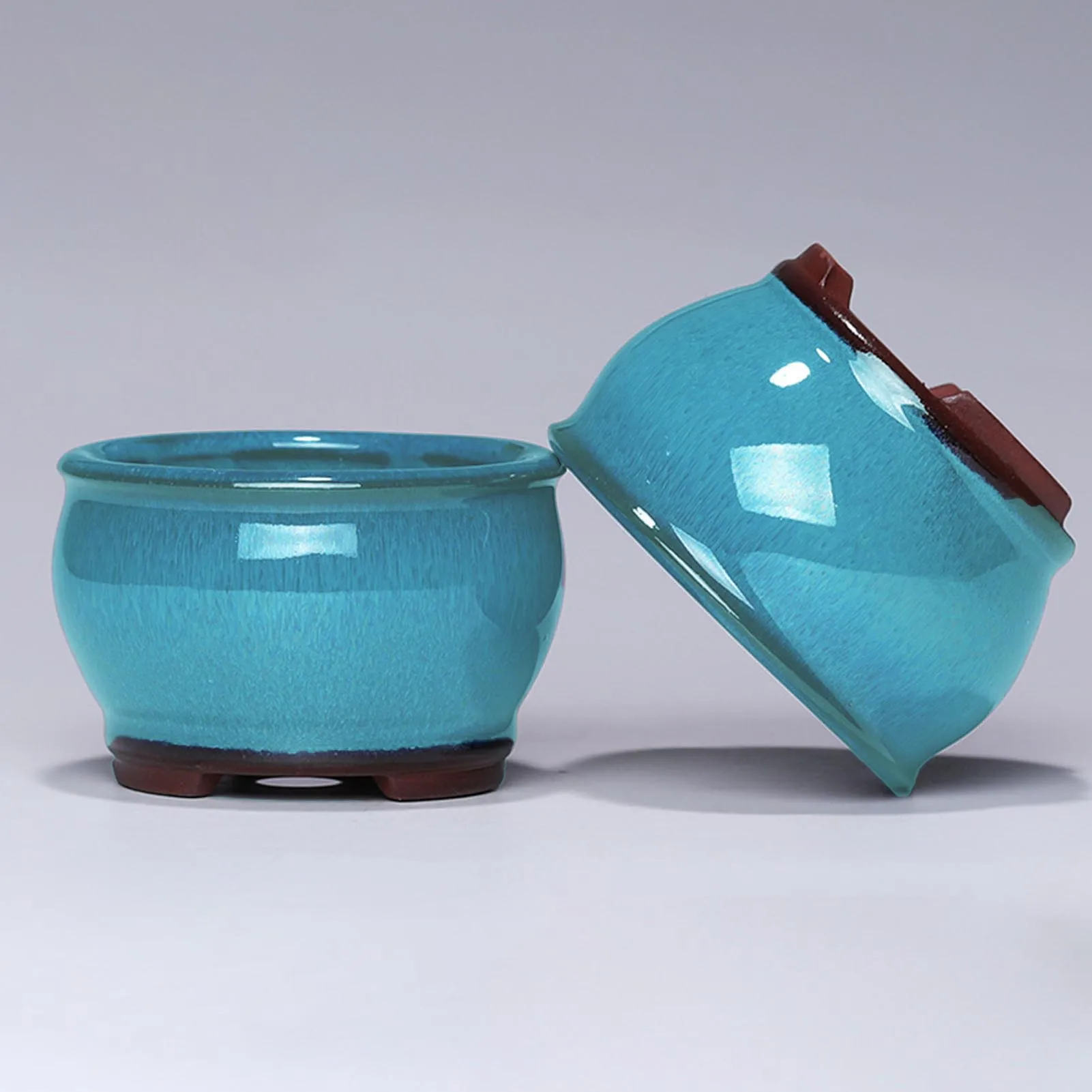 Sukkulenten-Blumentopf aus Keramik, Keramik-Pflanztöpfe mit Entwässerungslöchern für Fensterbänke, Regale, Gärten und Terrassen Image