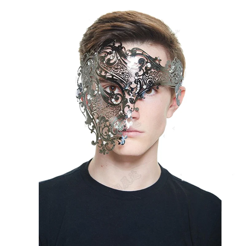 Venedig Skeleton Halbe Gesicht Sexy Maske Mit Diamant Für Frauen Und Männer Kühlen Kostüm Prom Party Gesicht Aushöhlen Maskerade schädel Maske Image