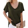 Per donna maglietta Liscio Stile da spiaggia Manica corta A V Top regolari Informale Nero Bianco Verde militare Blu marino Grigio chiaro