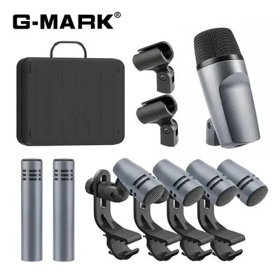 Instrument Microphone E608 7-Piece Wired Drum Mic Kit Dynamic Kick Bass Tom/Snare Cymbals Use For