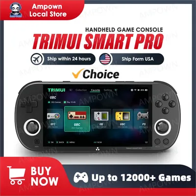 Trimui Smart Pro Handheld Game Console 4.96''IPS Screen Linux System Joystick RGB Lighting Smartpro