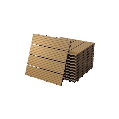ECD Germany 55x WPC Terrassenfliesen Balkonfliese Klickfliese Fliesen Holz 30x30 cm Teak 5m² Image