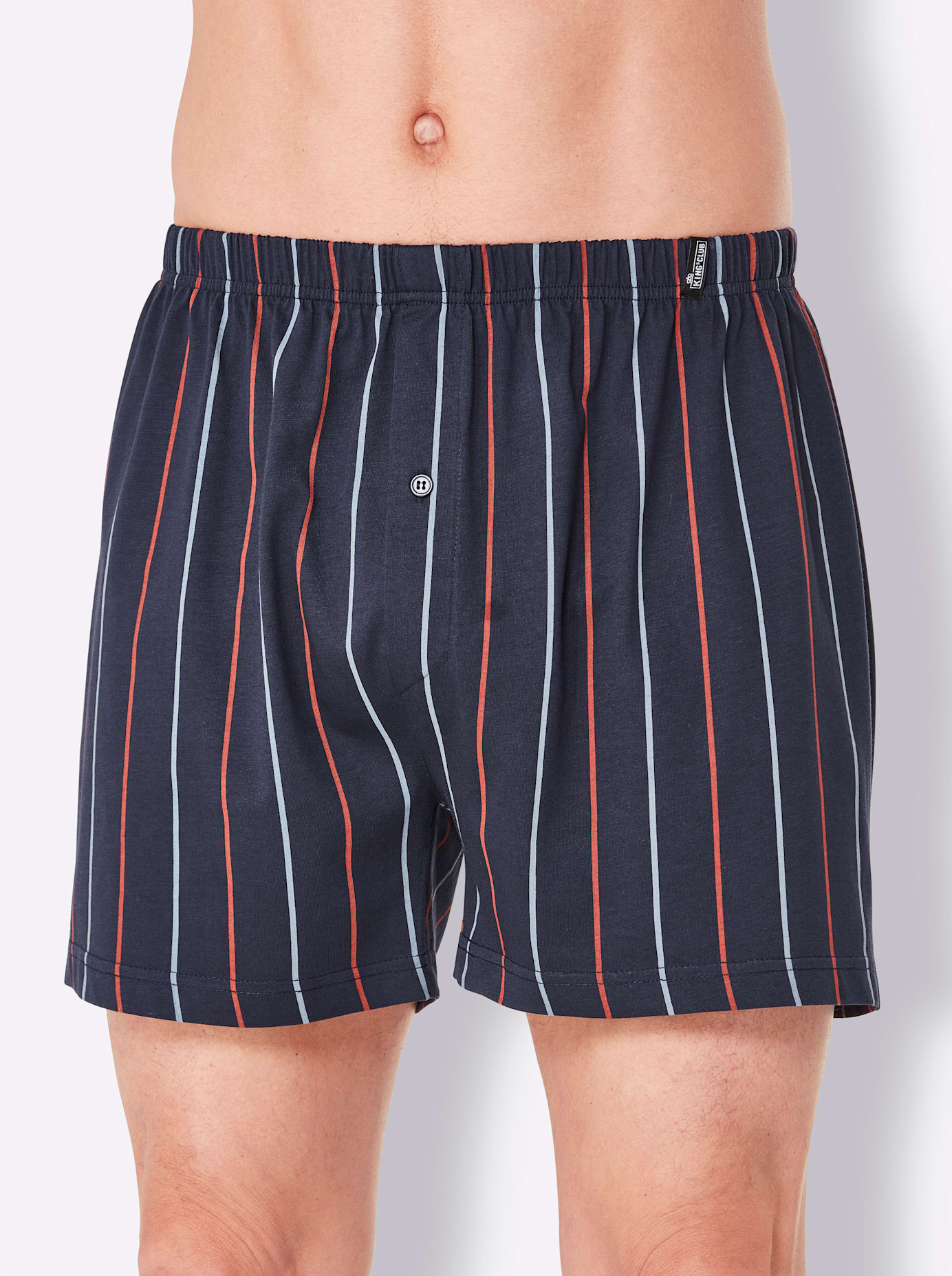 Boxershorts KINGS CLUB, Herren, Gr. 7, blau (marine, gestreift, marine, marine, kariert), 100% Baumwolle, Unterhosen Image