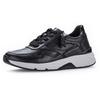 Keilsneaker GABOR ROLLINGSOFT, Damen, Gr. 38, schwarz (schwarz lack), Kalbsleder, Lackleder, unifarben, casual, Schuhe Sneaker, Freizeitschuh, Halbschuh, Schnürschuh, Logoschriftzug an der Ferse