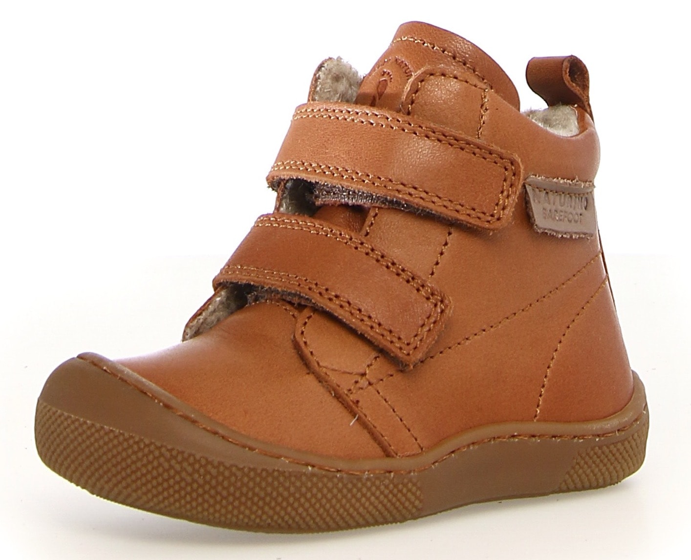 Lauflernschuh NATURINO "WIGGHI VL", Kinder, Gr. 20, braun (cognac), Nappaleder, Schuhe, Barfußschuh mit Warmfutter, Größenschablone zum Download Image