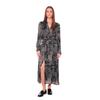 Jerseykleid LE TEMPS DES CERISES "SERAPHY", Damen, Gr. M, EURO-Größen, schwarz (dunkelblau, schwarz), 100% Viskose, casual, lang, Langarm, Kleider, mit stylischem Allover-Muster