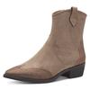 Westernstiefelette MARCO TOZZI, Damen, Gr. 39, grau (taupe used), Textil, unifarben, Glitzer, Veloursleder, modisch, Schuhe Cowboyboots Cowboy-Stiefelette Stiefelette, Blockabsatz, Cowboy Stiefelette, Boots, funkelnde Glitzersteinchen