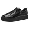 Plateausneaker TAMARIS, Damen, Gr. 41, schwarz, Lacklederimitat, unifarben, glänzend, sportlich, Schuhe, Freizeitschuh, Halbschuh, Schnürschuh mit T-Logoanhänger, vegan