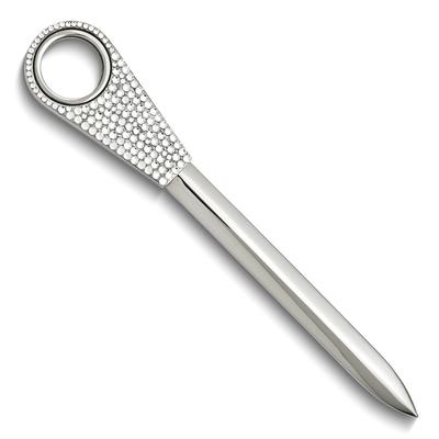 Curata Silver-Tone Letter Opener with Clear Swarovski Crystal Magnifying Glass Handle