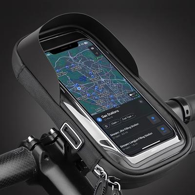 TEMU 360Â° Rotatable Bike & Motorcycle Handlebar Phone Holder - Waterproof, Touchscreen Compatible With Sun Visor, Dual Zipper Design For 4.5-6.4" Phones