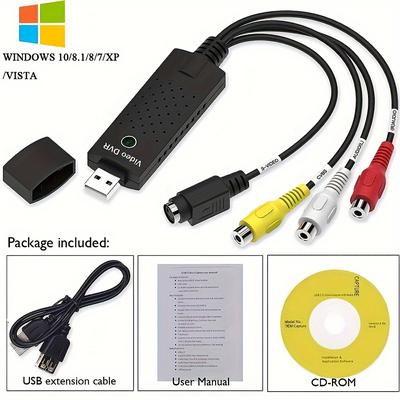 TEMU Vhs To Digital Converter, Usb 2.0 Audio Video Capture Old Vhs Mini Dv Hi8 Dvd Vcr To Digital Converter For , Pc Support Windows 2000/10/ 8/7/ Vista/xp/android