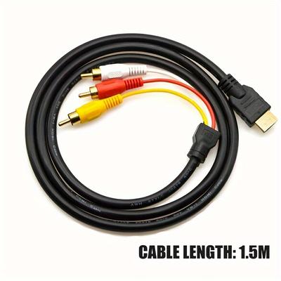 TEMU 5ft Video Cable To Rca Audio Av Adapter, Male M/m 3-rca Dvd 1080p For Hdtv