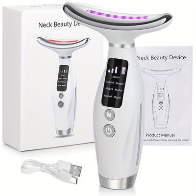 TEMU Radiant Rejuvenation 7-color Led & Heated Facial Massager - Usb Rechargeable, Fragrance-free Skin Care Tool For Women - Perfect Mother's Day Gift