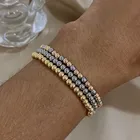 Greatera Braccialetti elastici con perline in acciaio inossidabile da 3/4 mm per donna Bracciale a catena con perline tricolore placcato oro Gioielli impermeabili