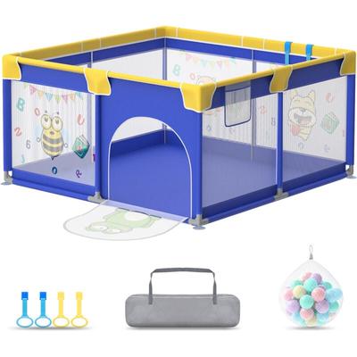 AUFUN Baby Laufgitter Laufstall Absperrgitter 127x127cm Aktivitätszentrum mit Rutschfester Basis,