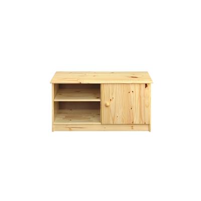 Möbilia Schuhschrank | 1 Tür, 2 offene Fächer | Kiefer-Holz massiv | naturfarben | B 91 x T 38 x H 48 cm | 19020038 | Se