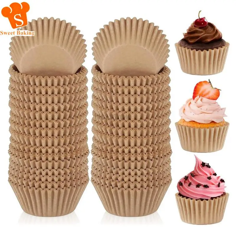 100/200/300 Stück Cupcake-Backbecher-Einlage – Einwegbecher-Pergament-Einlage zum Backen – Backförmchen aus lebensmittelechtem und geruchlosem Muffinpapier Image