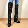 Zhima Frauen kniehohe Stiefel Plattform Keile Reiß verschluss Kunstleder 13cm Absatz Höhe hohe Stiefel Damenschuhe Frau große Größe 41 43 45 48