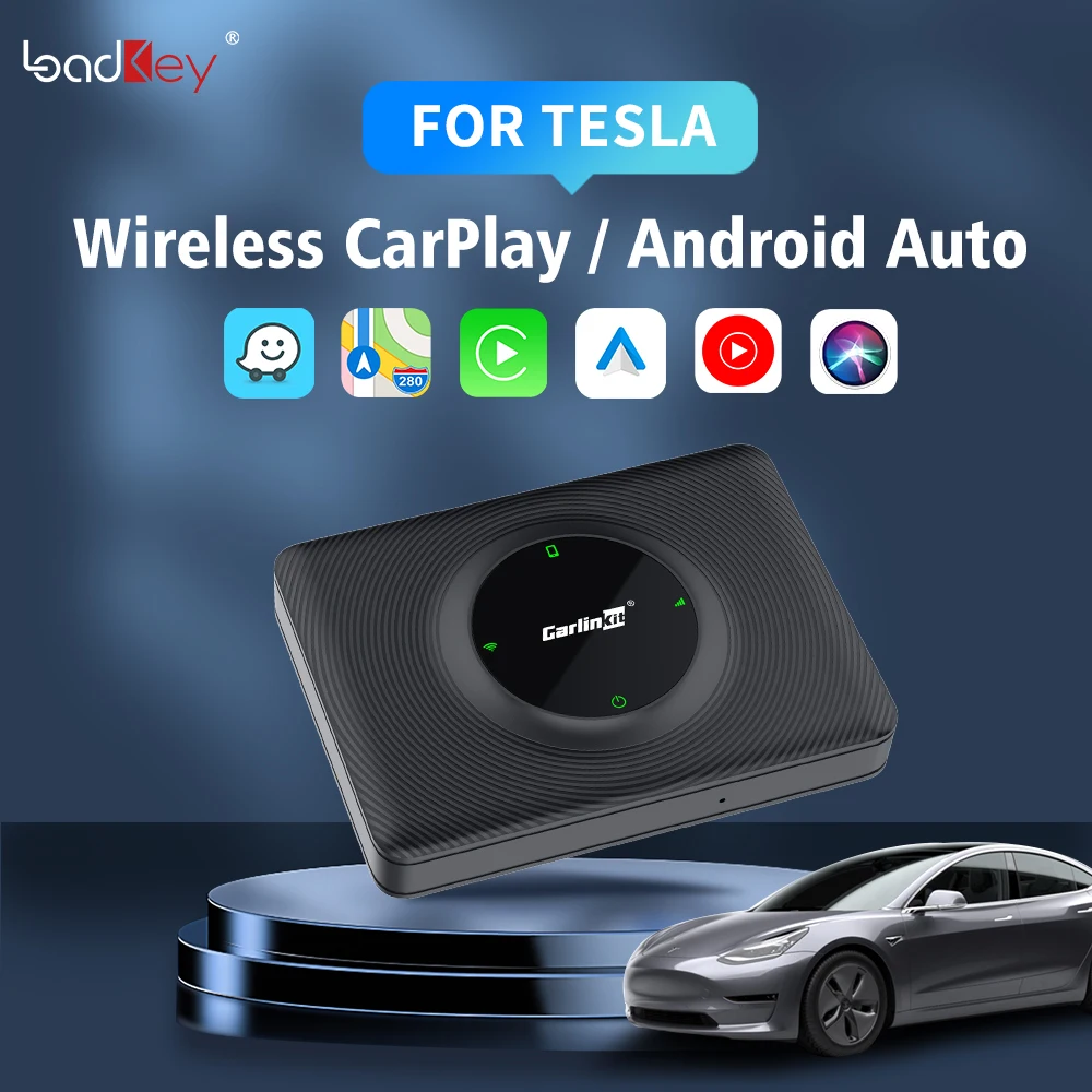 CarlinKit Wireless CarPlay Android Auto Dongle auf Tesla Model 3 / X / Y / S 2,4 + 5,0 G WiFi BT Siri Google Waze GPS YouTube Musik Image