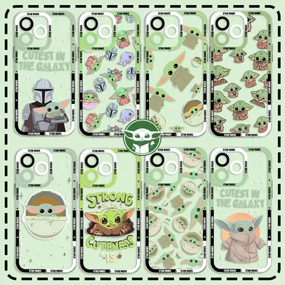 Süße S-Star W-Wars Baby Yoda Handyhülle für iPhone 15 14 13 12 11 Mini Pro Max X XR XSMax 6S 6 7 8 Plus SE20 Transparente Abdeckung