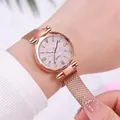 Montre de Luxe en Or Rose pour Femme, Montres de Marque, à Quartz, Décontractée, en Acier