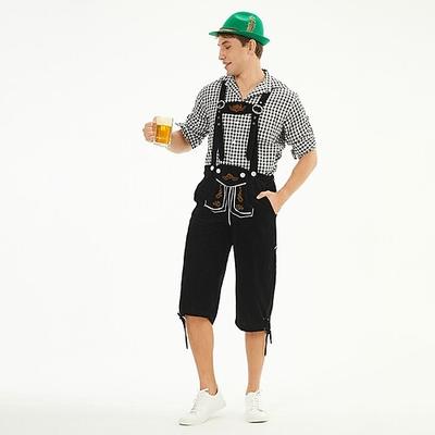 Karneval Oktoberfestbier Kostüm Bluse / Hemd Lederhosen Bayerisch Bayerisch Deutsch Wiesn Herren Stoff im traditionellen Stil Hemd Shorts Hut Image
