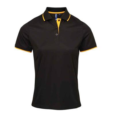 Premier - "Coolchecker" Poloshirt für Damen (Schwarz/Sonnenblume) Image