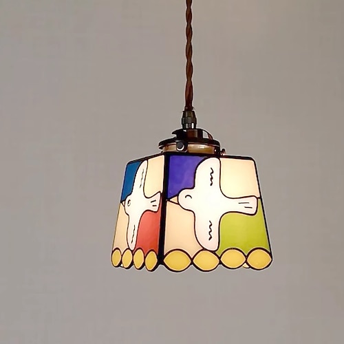 LED-Pendelleuchte warmweiß 12,5 cm 1-flammig japanisches Retro-Friedenstaubenglas kreative Schlichtheit dekoratives Atmosphärenlicht für Schlafzimmer Esszimmer 110-240 V Image