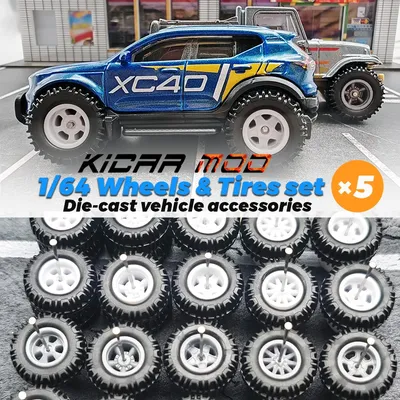 1/64 All terrain Wheels with Detachable Rubber Tires Model L for Model Cars Refiting Parts for