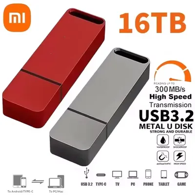 Xiaomi 16TB Metal Flash Drive USB 3.2 High Speed Pen Drive Key 8TB Type C U Flash Portable Mini SSD