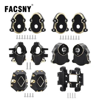 Black Coated Brass Skid Plate Steering Knuckle Front Rear Outer Portal Diff Covers For 1/18 RC