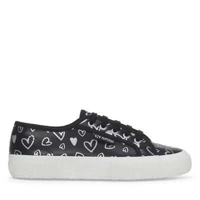Superga 2750 Vegan Cute Hearts Print - Black Silver Hearts