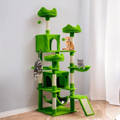 TEMU Yarsca Tall Cat Tree For Indoor Cats, 75 Inch Multi-level Cat Tower With Cat Condos, Top Perches, Sisal Ramp Scratching Posts, Cozy Basket, Hammocks, Large Cat Pet Activity Structure