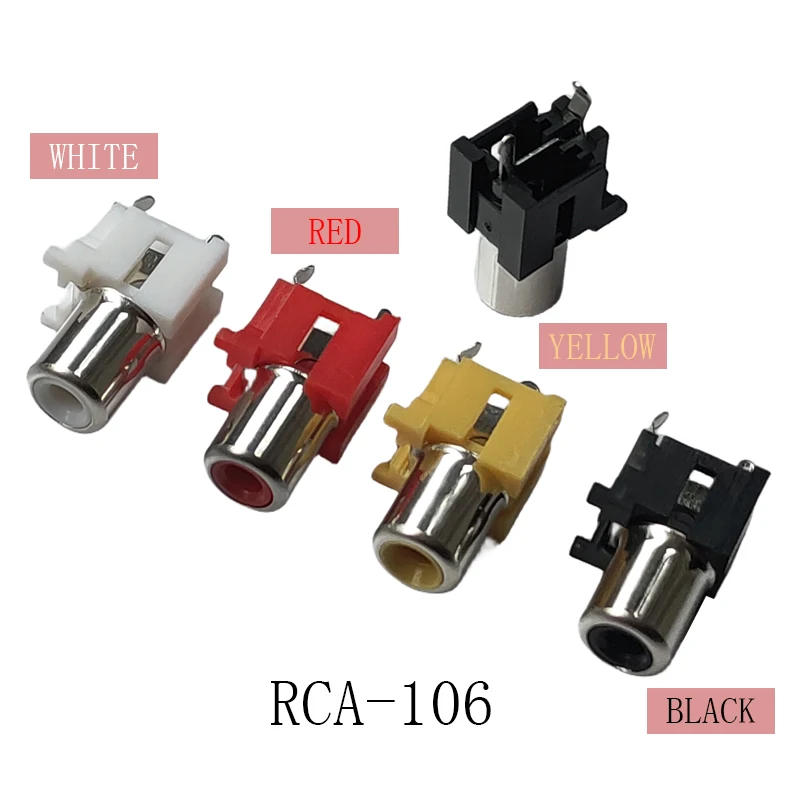 4pcs ein Loch RCA-106 2pin 180 Grad rca weibliche Stereo-Audio-Buchse av Audio-Eingangs buchse Stecker Image