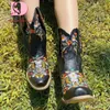 DoraTasia Vintage Retro Weibliche Westlichen Stiefel Frauen Bestickt Chunky Heels Weibliche Stiefeletten 2022 Mode Klassische Damen Schuhe