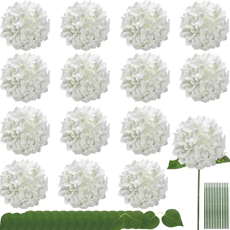 Hortensien aus Seide, 54 Blütenblätter, künstliche Hortensien mit Stiel für Blumenarrangements, Tischdekoration, Hochzeit, Heimdekoration Image