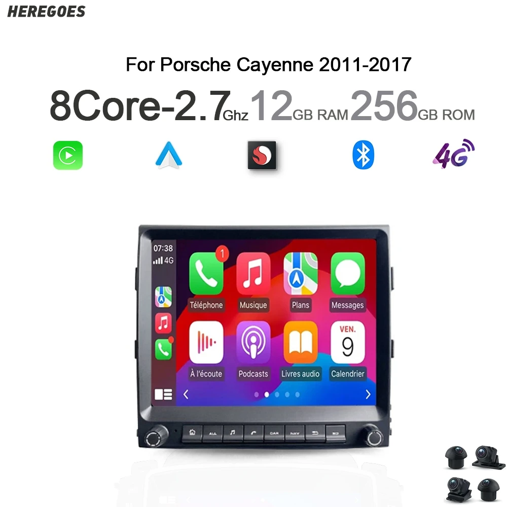 Ips 2 din android 13 auto dvd player 8gb navigation wifi bluetooth gps carplay radio für porsche cayenne 2011 2017 2013-2018 Image